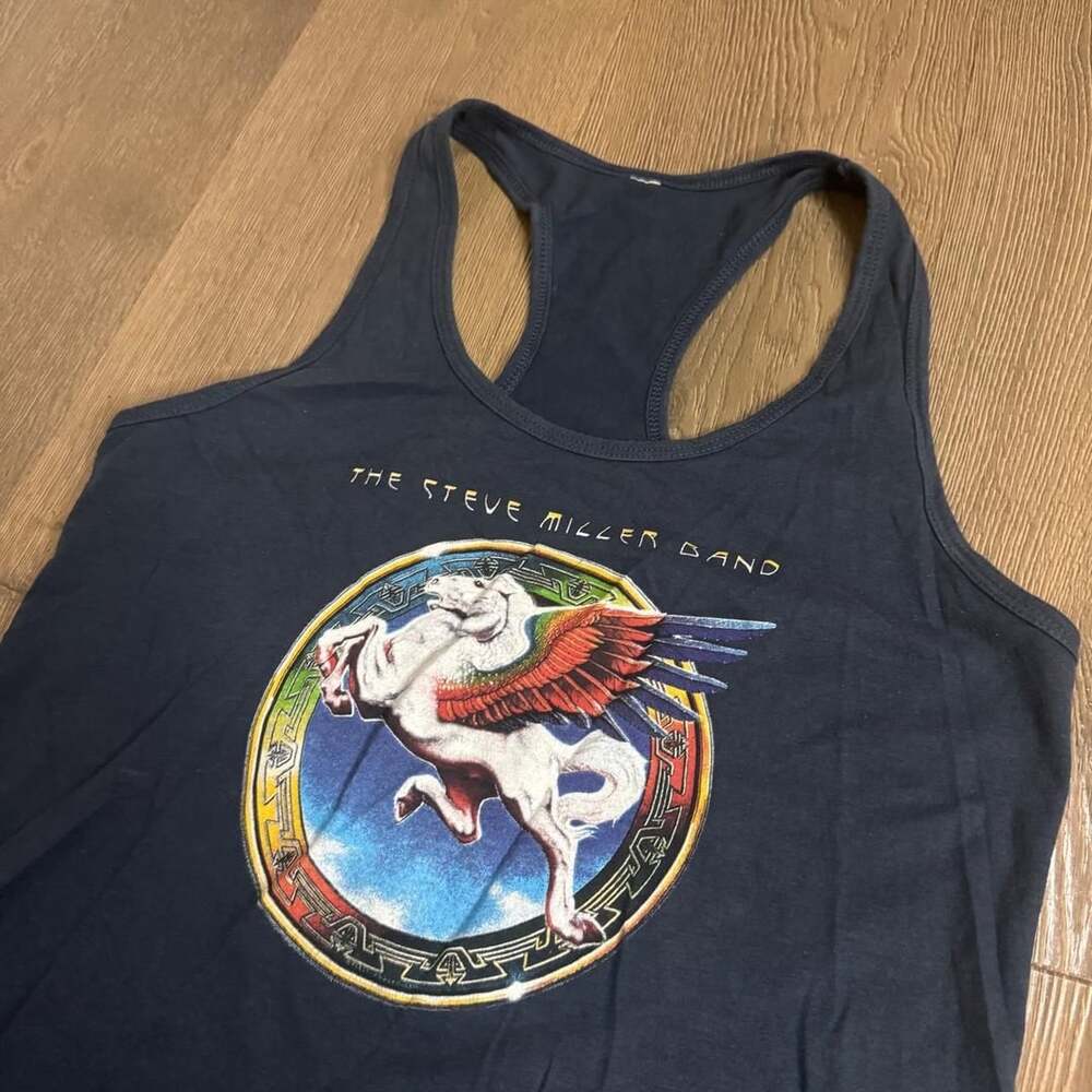 The Steve Miller Band Racerback Tank Top Dark Navy Blue Pegasus Graphic